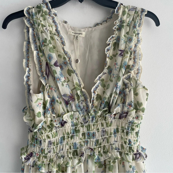 New! Max Studio Green Floral Print Sleeveless Midi Dress - 22429 - Picture 6 of 13